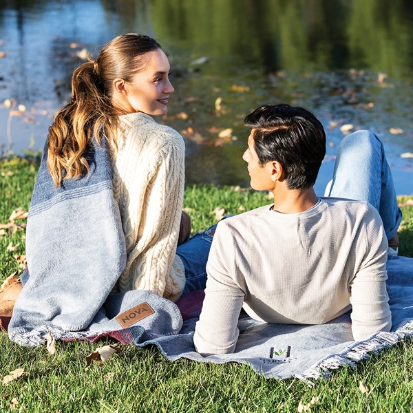 50" x 60" recycled cotton bohemian blanket comes rolled with twine... from ASI 90913 Terry Town