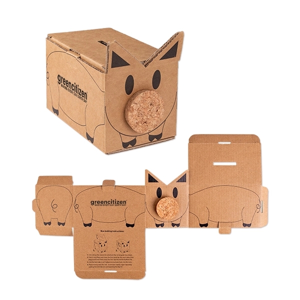 Corrugated piggy bank made of FSC-certified material.... from ASI 98360 WOWLine / WOWLine®