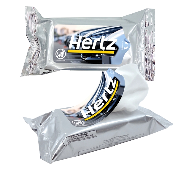 Foil pouch of fifteen 70% alcohol antibacterial hand wipes with custom... from ASI 90807 Tekweld