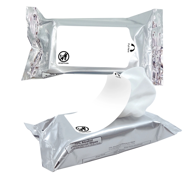 Foil pouch of fifteen 70% alcohol antibacterial hand wipes with custom... from ASI 90807 Tekweld