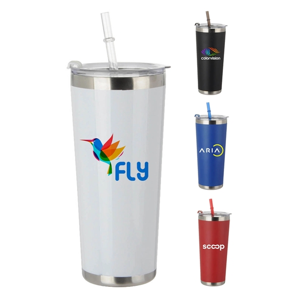 20 oz. stainless steel tumbler with plastic reusable straw.... from ASI 63549 Jornik Manufacturing Corp / Jornik