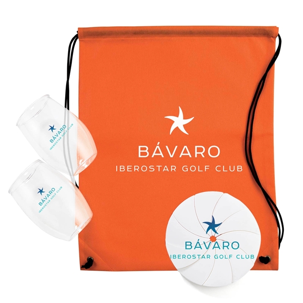 Outdoor Happy Kit with two 16 ounce PET stemless wine glasses,... from ASI 63549 Jornik Manufacturing Corp