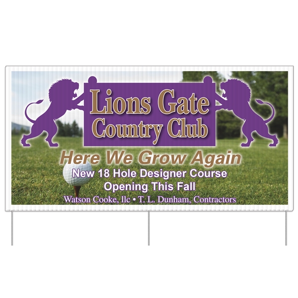 Corrugated Plastic Sign w/ 3 Rods: Full Color (24"x48").... from ASI 56950 Gill Studios Inc / Gill-Line®