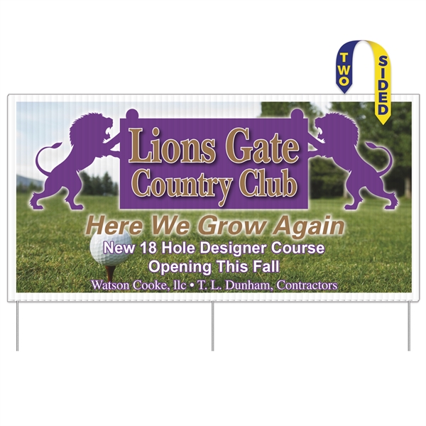 Corrugated Plastic Sign w/ 3 Rods: Full Color (24"x48").... from ASI 56950 Gill Studios Inc / Gill-Line®