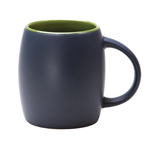 12 Oz. two-tone ceramic barrel mug with a black matte finish.... from ASI 74245 Nordic Co Inc / Nordic Nordic Promos