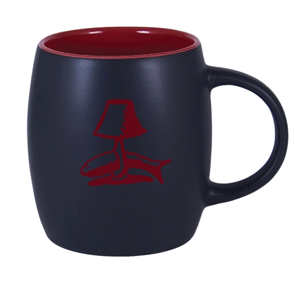 12 Oz. two-tone ceramic barrel mug with a black matte finish.... from ASI 74245 Nordic Co Inc / Nordic Nordic Promos