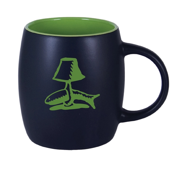 12 Oz. two-tone ceramic barrel mug with a black matte finish.... from ASI 74245 Nordic Co Inc / Nordic Nordic Promos
