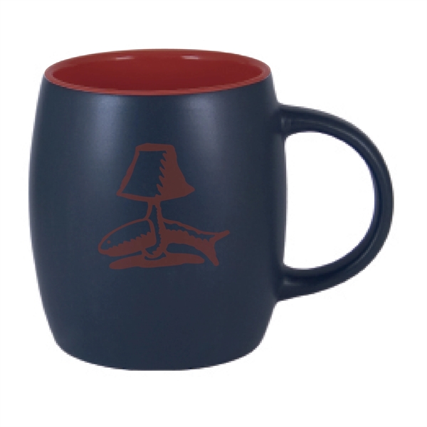12 Oz. two-tone ceramic barrel mug with a black matte finish.... from ASI 74245 Nordic Co Inc / Nordic Nordic Promos