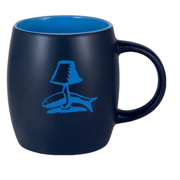 12 Oz. two-tone ceramic barrel mug with a black matte finish.... from ASI 74245 Nordic Co Inc / Nordic Nordic Promos