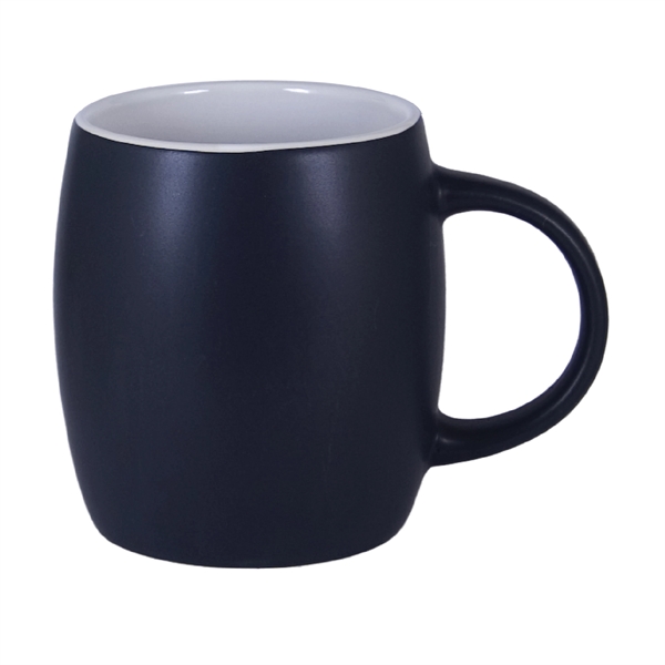 12 Oz. two-tone ceramic barrel mug with a black matte finish.... from ASI 74245 Nordic Co Inc / Nordic Nordic Promos