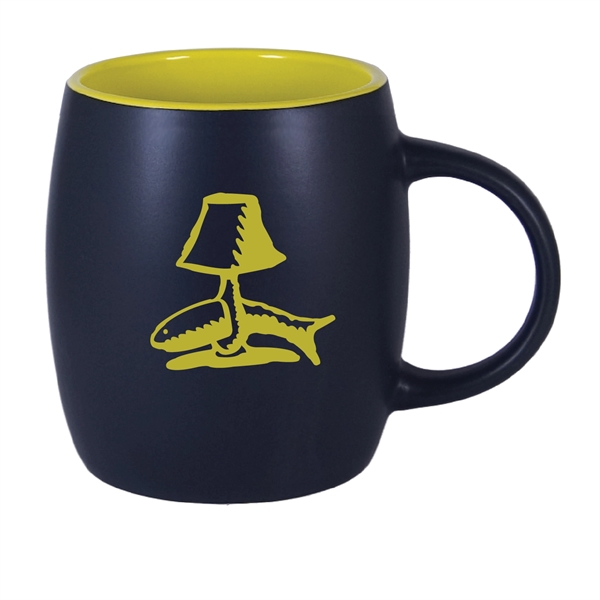 12 Oz. two-tone ceramic barrel mug with a black matte finish.... from ASI 74245 Nordic Co Inc / Nordic Nordic Promos