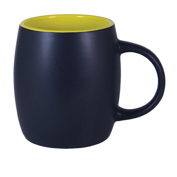 12 Oz. two-tone ceramic barrel mug with a black matte finish.... from ASI 74245 Nordic Co Inc / Nordic Nordic Promos