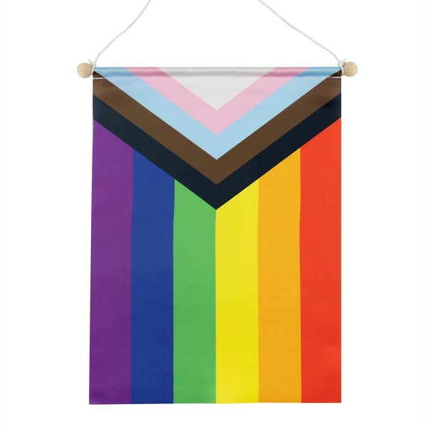 9" x 12" polyester rainbow pride flag banner with wooden dowel... from ASI 52263 EMT