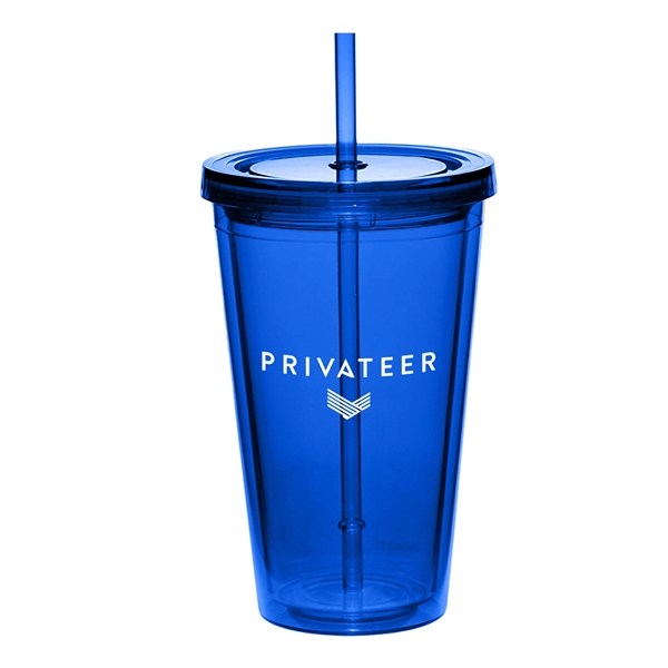 16 oz Acrylic plastic cup with straw.... from ASI 52710 Lincoln Line