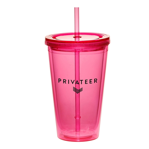 16 oz Acrylic plastic cup with straw.... from ASI 52710 Lincoln Line