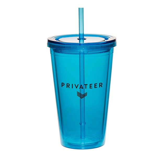 16 oz Acrylic plastic cup with straw.... from ASI 52710 Lincoln Line