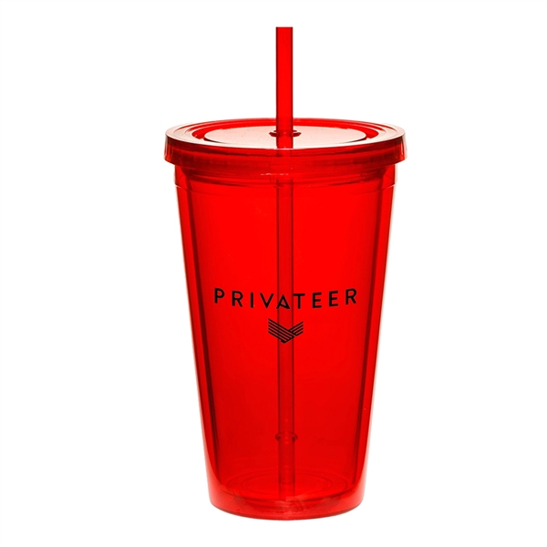 16 oz Acrylic plastic cup with straw.... from ASI 52710 Lincoln Line