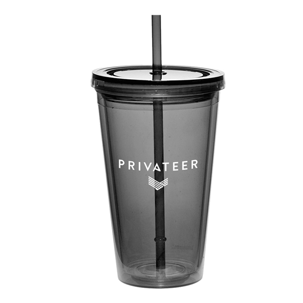 16 oz Acrylic plastic cup with straw.... from ASI 52710 Lincoln Line