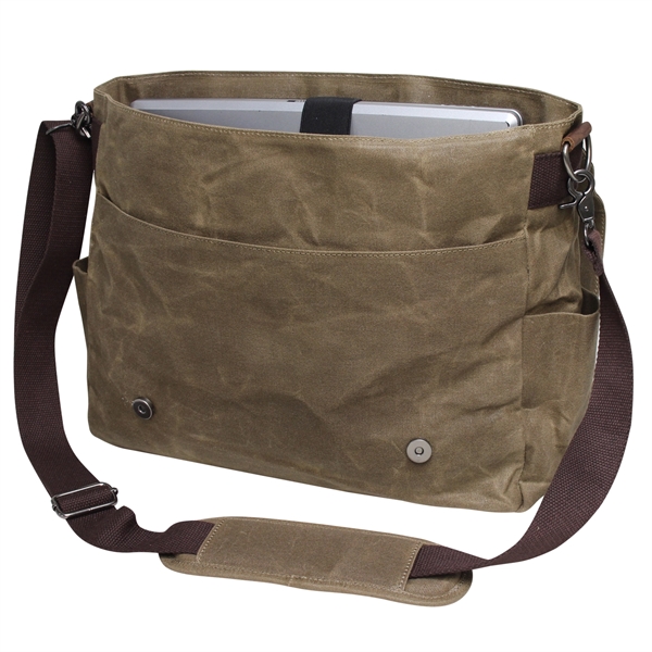 Made of water resistant 14 OZ waxed canvas with leather trim,... from ASI 79384 Preferred Nation Inc