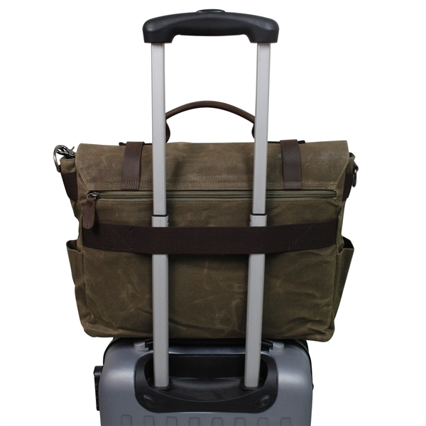 Made of water resistant 14 OZ waxed canvas with leather trim,... from ASI 79384 Preferred Nation Inc