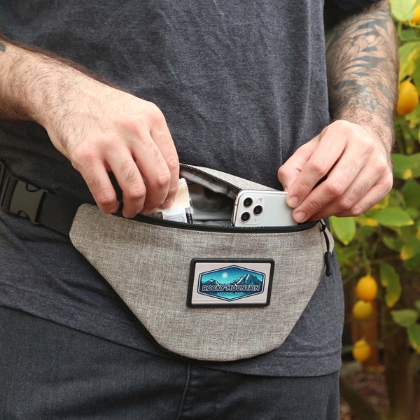 An insulated fanny pack with a vegan leather back and adjustable... from ASI 61966 HPG / Best Promotions USA