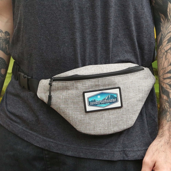 An insulated fanny pack with a vegan leather back and adjustable... from ASI 61966 HPG / Best Promotions USA