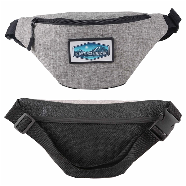 An insulated fanny pack with a vegan leather back and adjustable... from ASI 61966 HPG / Best Promotions USA