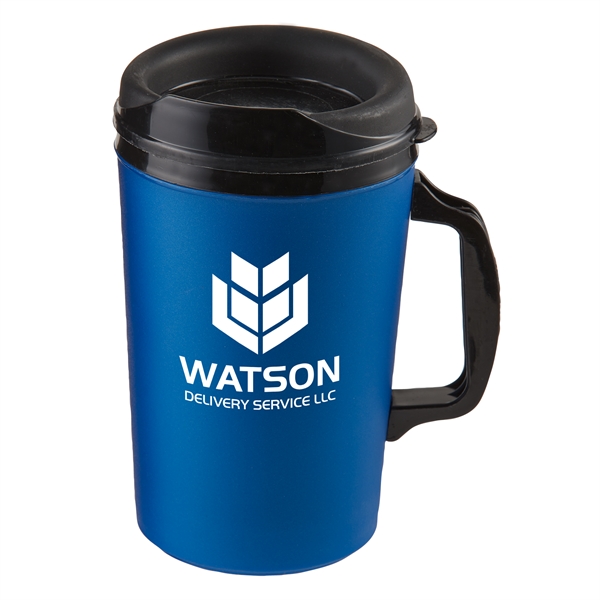 34 oz. polypropylene mug with a sip thru lid and double... from ASI 52840 Evans Manufacturing