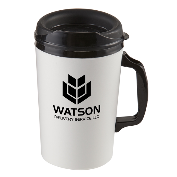 34 oz. polypropylene mug with a sip thru lid and double... from ASI 52840 Evans Manufacturing