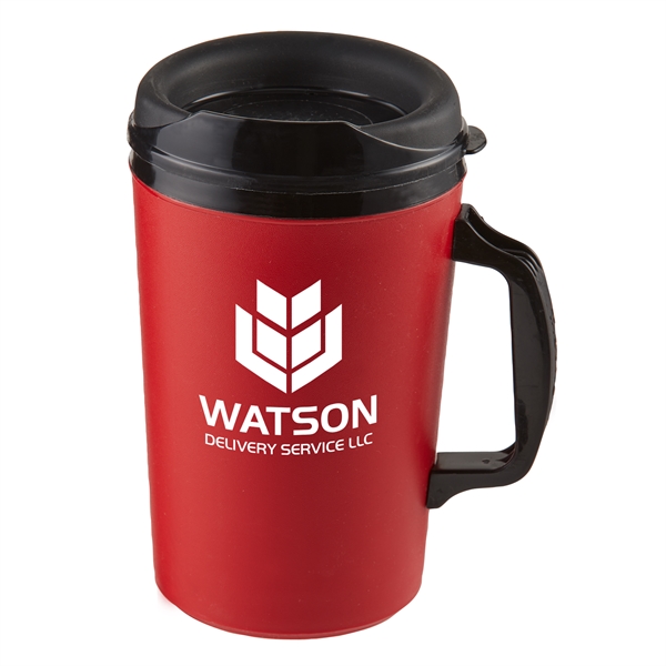 34 oz. polypropylene mug with a sip thru lid and double... from ASI 52840 Evans Manufacturing