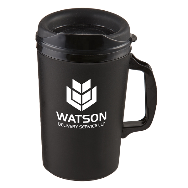 34 oz. polypropylene mug with a sip thru lid and double... from ASI 52840 Evans Manufacturing