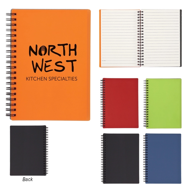 Spiral bound notebook with rubberized cover, cardboard back, and 70 lined... from ASI 61125 Hit Promotional Products / Hit®