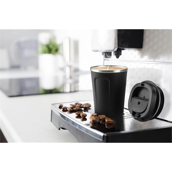 Coffee cup with easy grip handle and flip top spill proof... from ASI 31518 ADNART