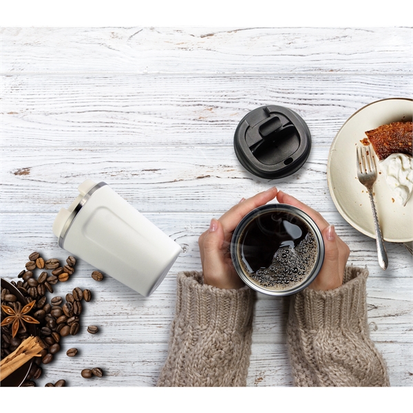 Coffee cup with easy grip handle and flip top spill proof... from ASI 31518 ADNART