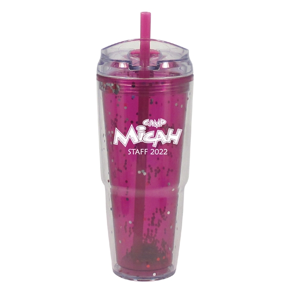 22 Oz. Plastic made Travel Glitter Dual Tumbler.... from ASI 74245 Nordic Co Inc / Nordic Promos