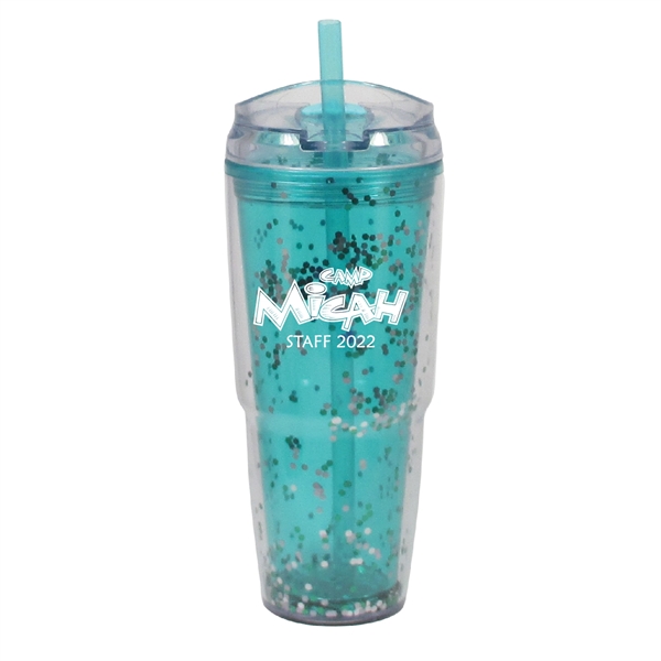 22 Oz. Plastic made Travel Glitter Dual Tumbler.... from ASI 74245 Nordic Co Inc / Nordic Promos