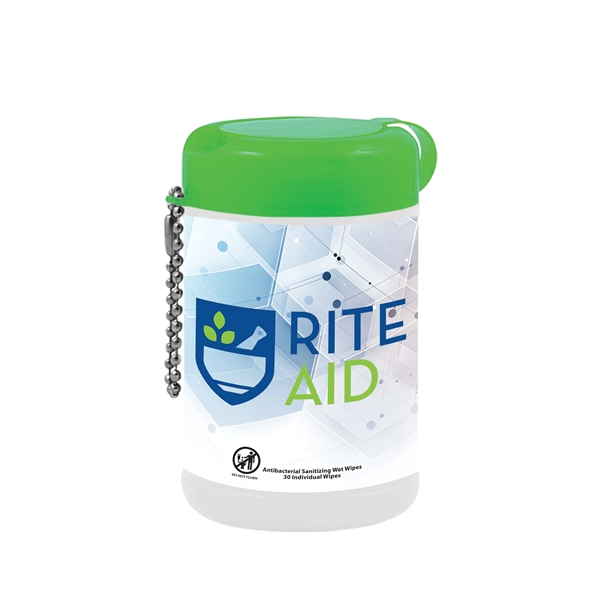 30 antibacterial wet wipes in a container offered in a variety... from ASI 90807 Tekweld