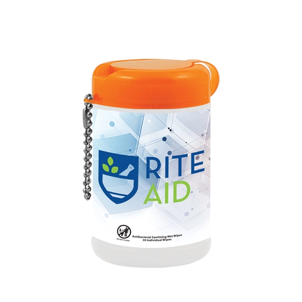 30 antibacterial wet wipes in a container offered in a variety... from ASI 90807 Tekweld