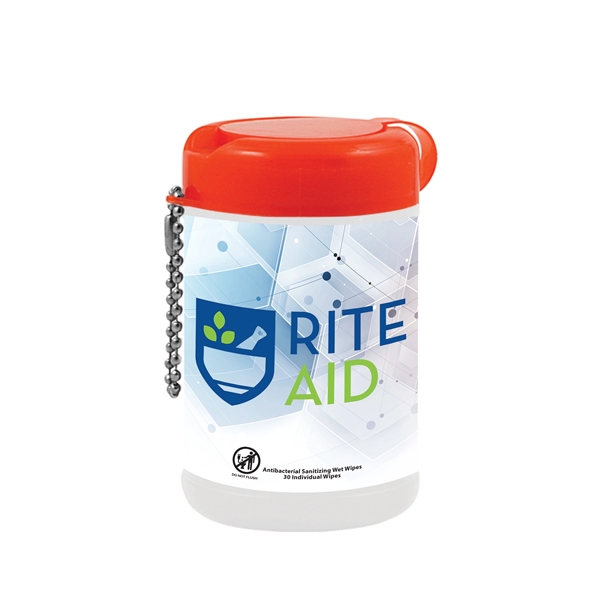 30 antibacterial wet wipes in a container offered in a variety... from ASI 90807 Tekweld