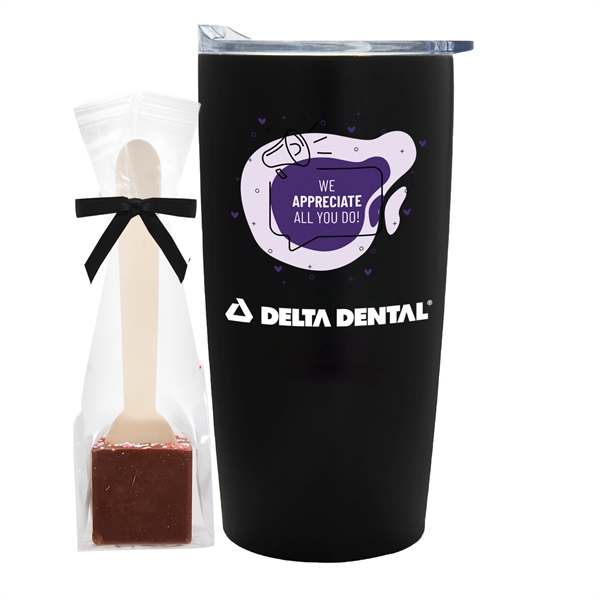 This 20 oz. Stainless Steel Custom Tumbler with Plastic Liner keeps... from ASI 71685 Midnite Snax®