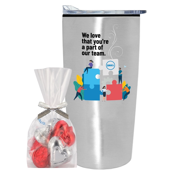 This 20 oz. Stainless Steel Custom Tumbler with Plastic Liner keeps... from ASI 71685 Midnite Snax®
