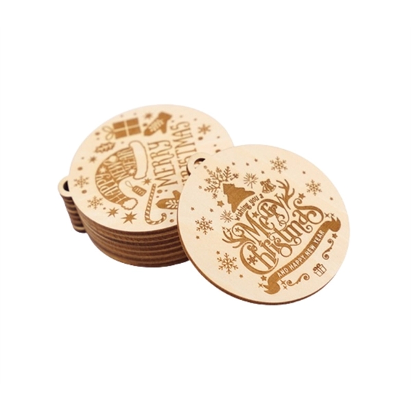 Wooden Christmas ornament plus free laser engraving on front and back... from ASI 37218 Athena Promo (tm)