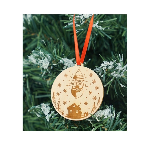 Wooden Christmas ornament plus free laser engraving on front and back... from ASI 37218 Athena Promo (tm)