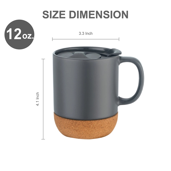 12 oz. Cork Base Ceramic Mug with Lid... from ASI 39820 Opusline (Benmex) / Opus Line