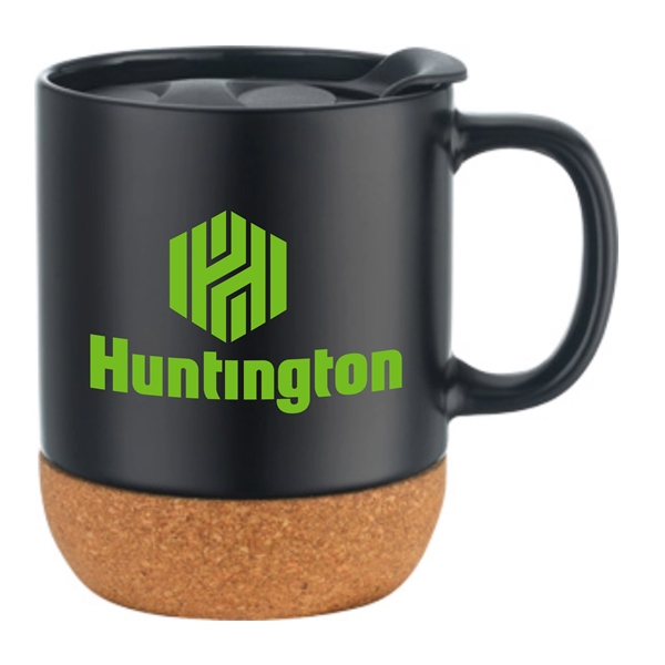 12 oz. Cork Base Ceramic Mug with Lid... from ASI 39820 Opusline (Benmex) / Opus Line