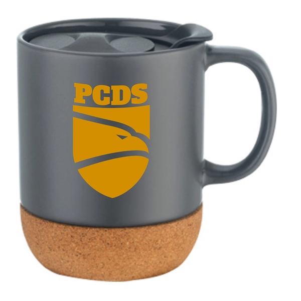 12 oz. Cork Base Ceramic Mug with Lid... from ASI 39820 Opusline (Benmex) / Opus Line