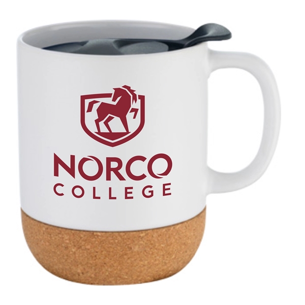 12 oz. Cork Base Ceramic Mug with Lid... from ASI 39820 Opusline (Benmex) / Opus Line