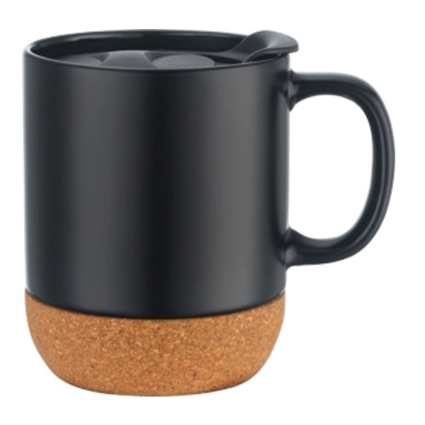 12 oz. Cork Base Ceramic Mug with Lid... from ASI 39820 Opusline (Benmex) / Opus Line