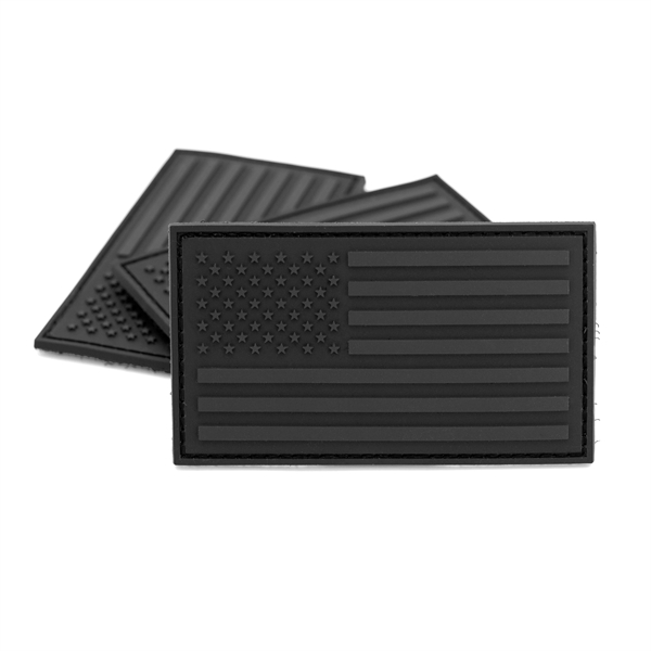 3.5" x 2" PVC black USA flag patches with hook and... from ASI 52263 EMT