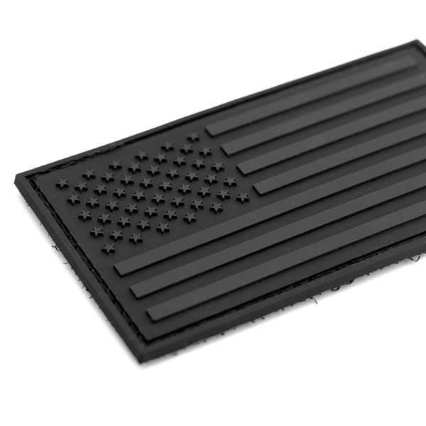 3.5" x 2" PVC black USA flag patches with hook and... from ASI 52263 EMT
